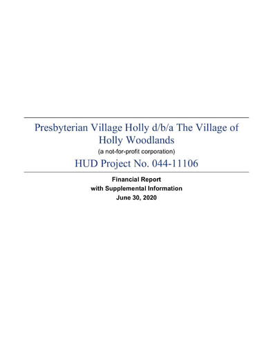 Holly Woodlands Phase I Financial Report 2020