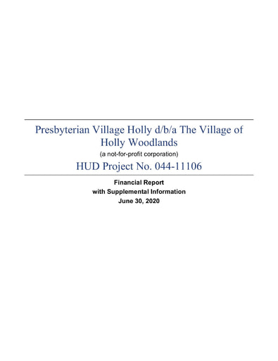 Holly Woodlands Phase I Financial Report 2020