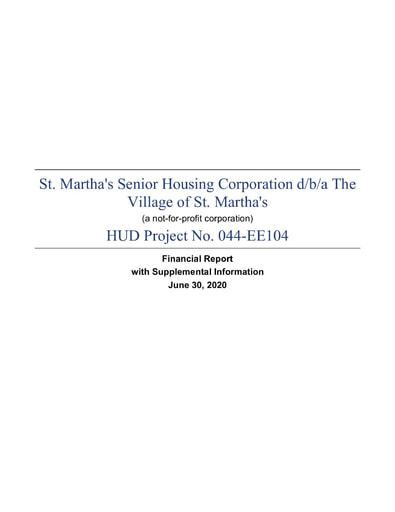St. Martha's Financial Report 2020