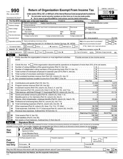 Harbor Area Housing 990 2019